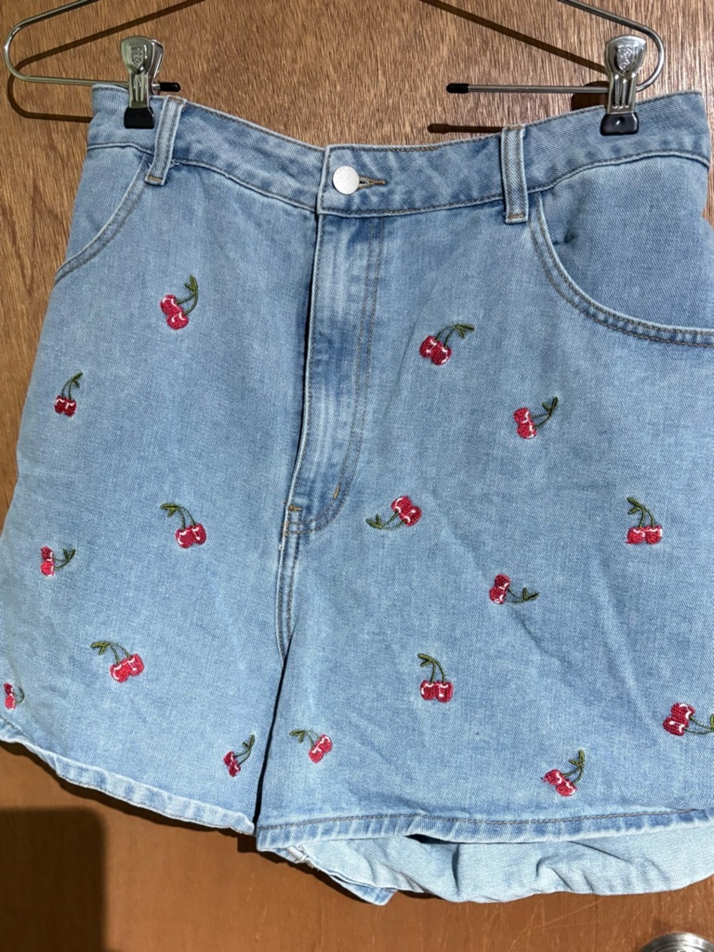 Cider Light Blue Denim shorts with Contrast Stitching & cherries 🍒 size 3x
